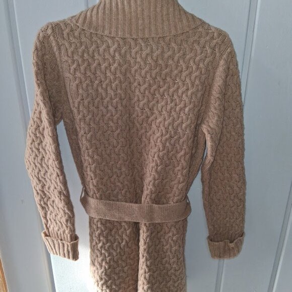 Liz Claiborne Belted Button Down Long Wool Blend Cardigan Sz L - Picture 4 of 6